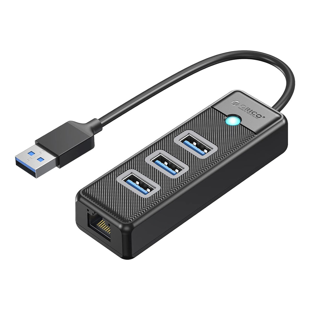 Orico PW3UR25-U3 USB stotelė 4-prievadai 3x USB-A 3.0 1x RJ45 2.5G Ethernet 1 m - juoda -- USB Hubs