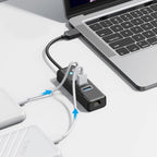 Orico PW3UR25-U3 USB stotelė 4-prievadai 3x USB-A 3.0 1x RJ45 2.5G Ethernet 1 m - juoda -- USB Hubs