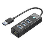 Orico PW3UR25-U3 USB stotelė 4-prievadai 3x USB-A 3.0 1x RJ45 2.5G Ethernet 1,8 m - juoda -- USB Hubs