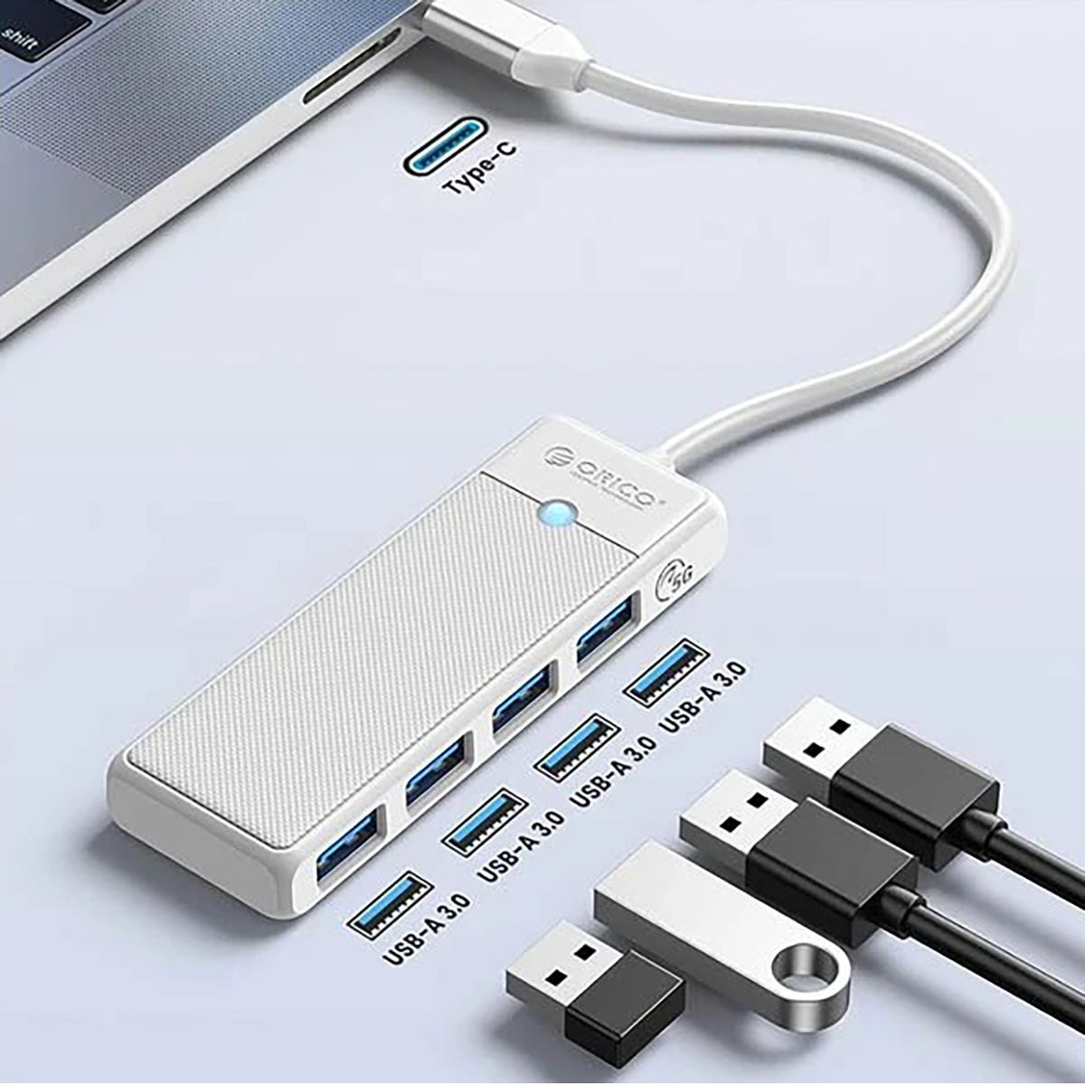Orico PAPW4A-C3 USB šakotuvė 4-portų 4x USB-A 3.0 1,8 m - balta -- USB Hubs