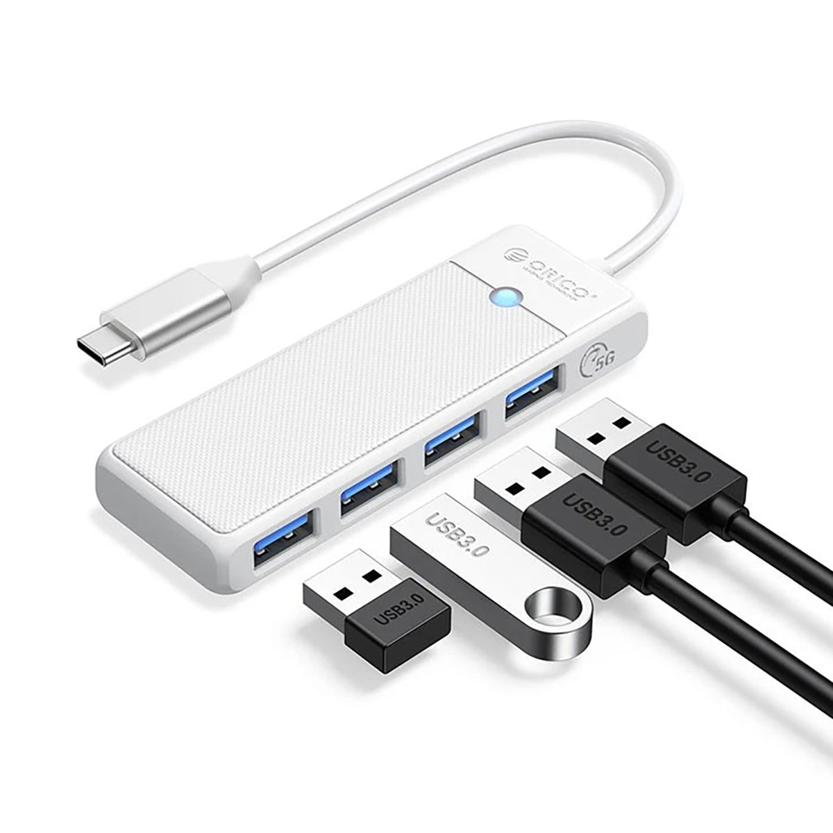 Orico PAPW4A-C3 USB šakotuvė 4-portų 4x USB-A 3.0 0,15 m - balta -- USB Hubs
