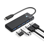 Orico PAPW4A-C3 USB šakotuvas, 4 prievadai, 4x USB-A 3.0, 0.15 m - juodas -- USB Hubs