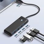 Orico PAPW4A-C3 USB šakotuvas, 4 prievadai, 4x USB-A 3.0, 0.15 m - juodas -- USB Hubs