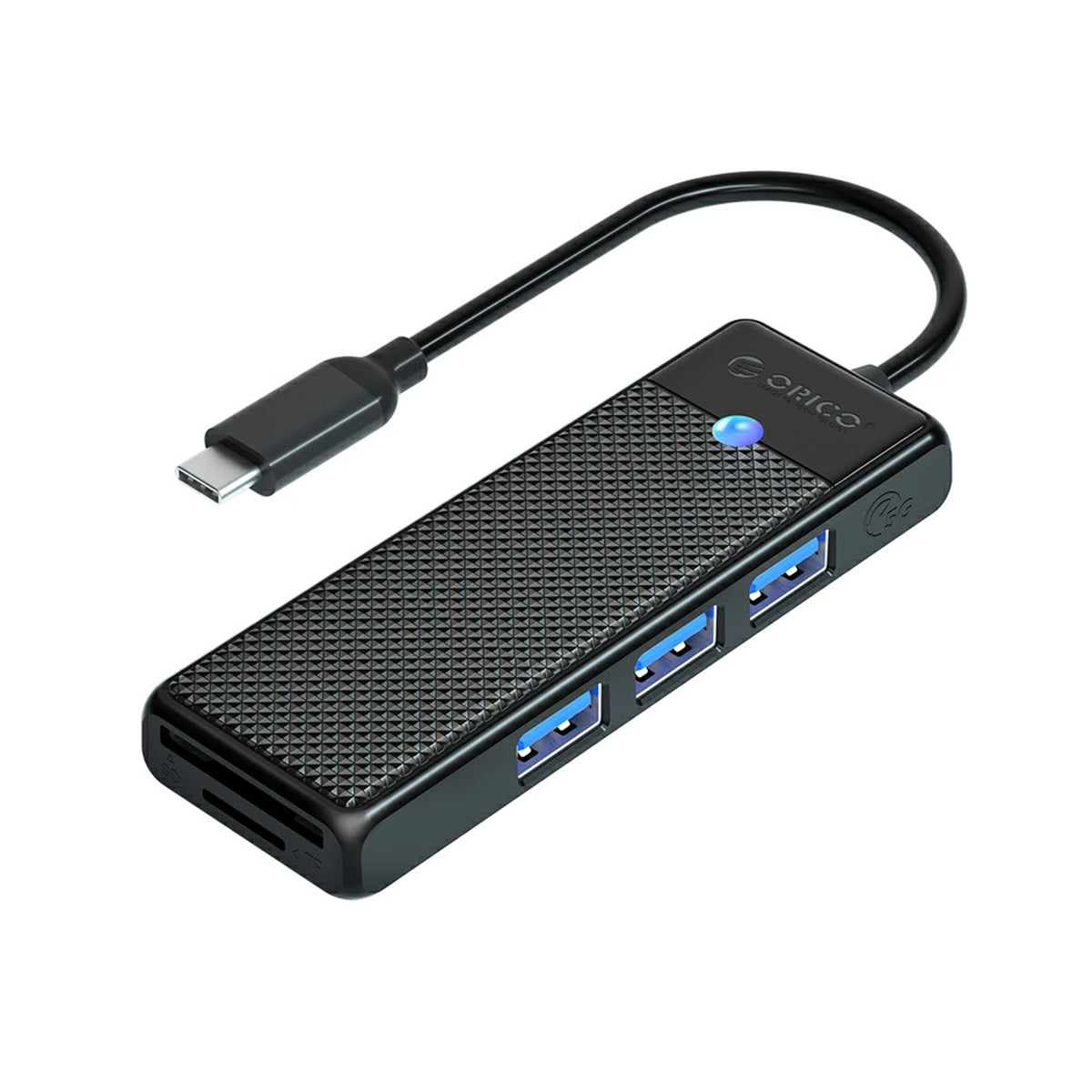 Orico PAPW3AT-C3 USB šakotuvas, 4 prievadai, 3x USB-A 3.0 su microSD/SD skaitytuvu, 1.8 m - juodas -- USB Hubs