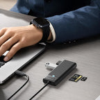 Orico PAPW3AT-C3 USB šakotuvas, 4 prievadai, 3x USB-A 3.0 su microSD/SD skaitytuvu, 1.8 m - juodas -- USB Hubs