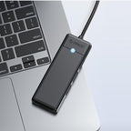 Orico PAPW3AT-C3 USB šakotuvas, 4 prievadai, 3x USB-A 3.0 su microSD/SD skaitytuvu, 1.8 m - juodas -- USB Hubs