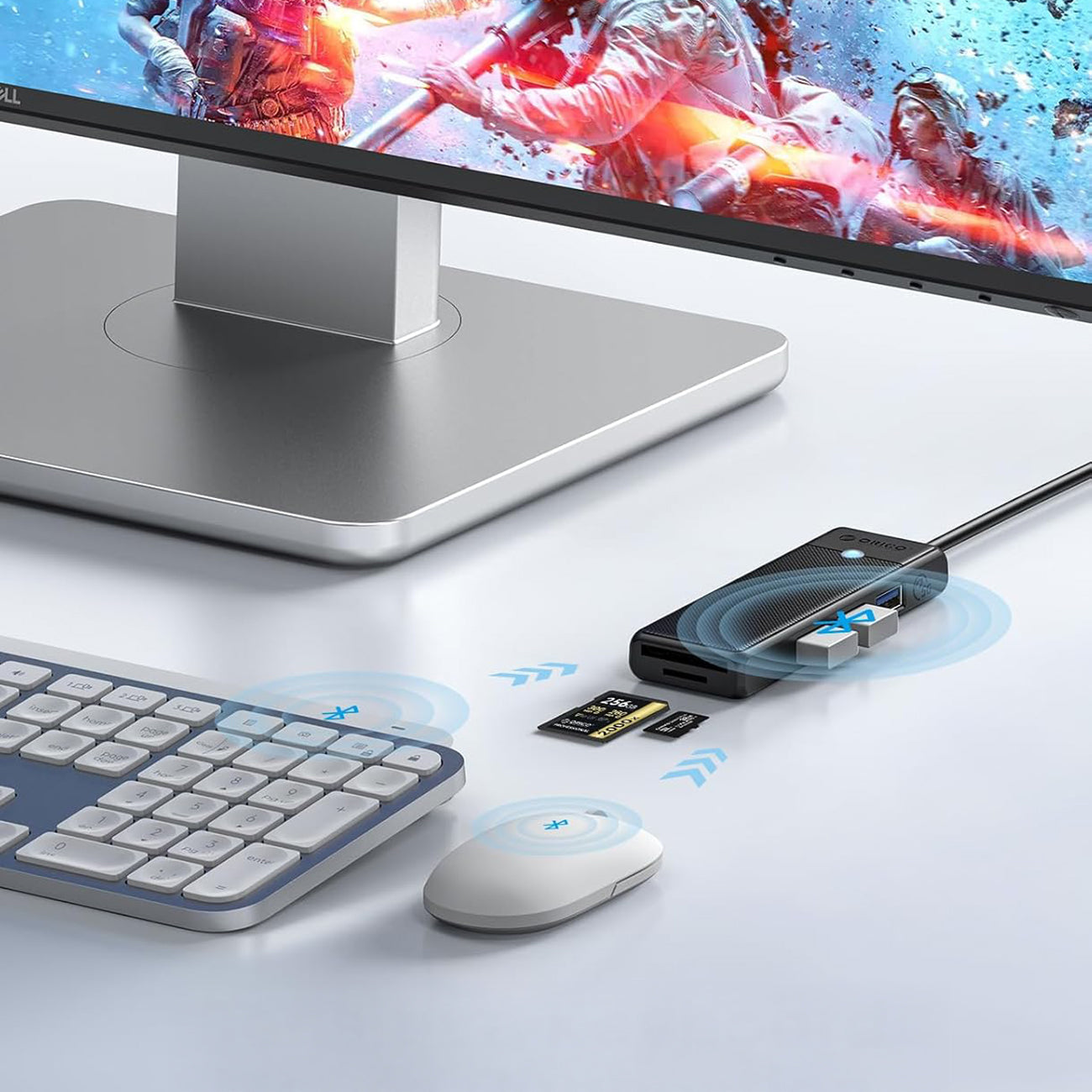 Orico PAPW3AT-C3 USB šakotuvas, 4 prievadai, 3x USB-A 3.0 su microSD/SD skaitytuvu, 1 m - juodas -- USB Hubs