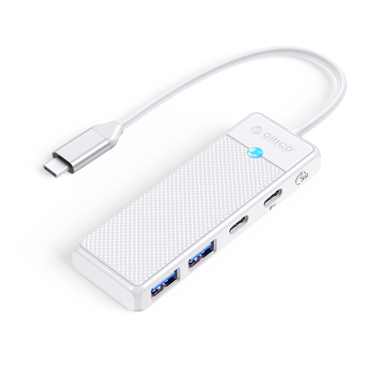 Orico PAPW2AC-C3 USB Hub 4 prievadų 2x USB-A 3.0 1x USB-C 3.0 su USB-C PD 100W 0.15m - baltas -- USB Hubs