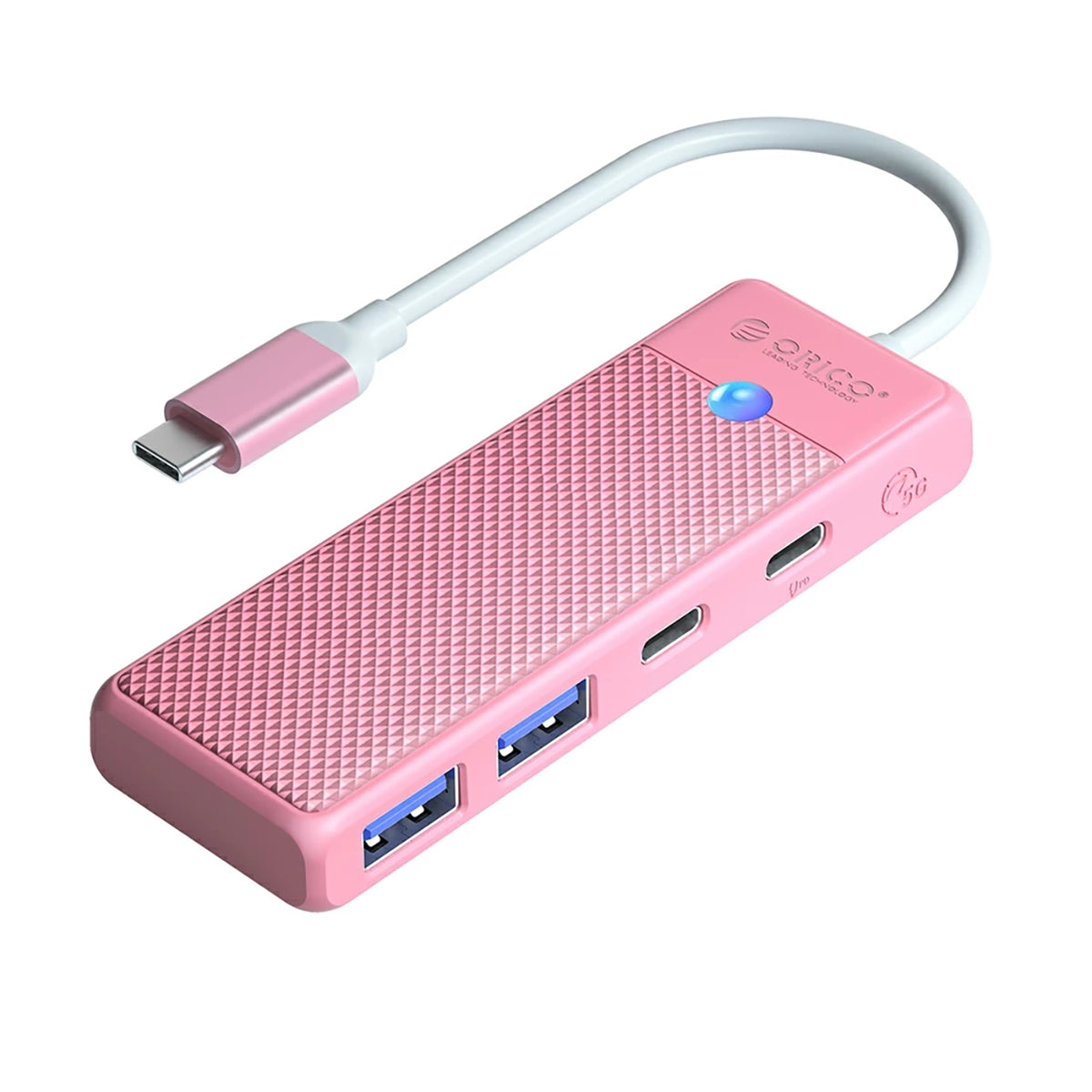 Orico PAPW2AC-C3-C3 USB Hub 4 prievadų 2x USB-A 3.0 1x USB-C 3.0 su USB-C PD 100W 0.15m - rožinė -- USB Hubs
