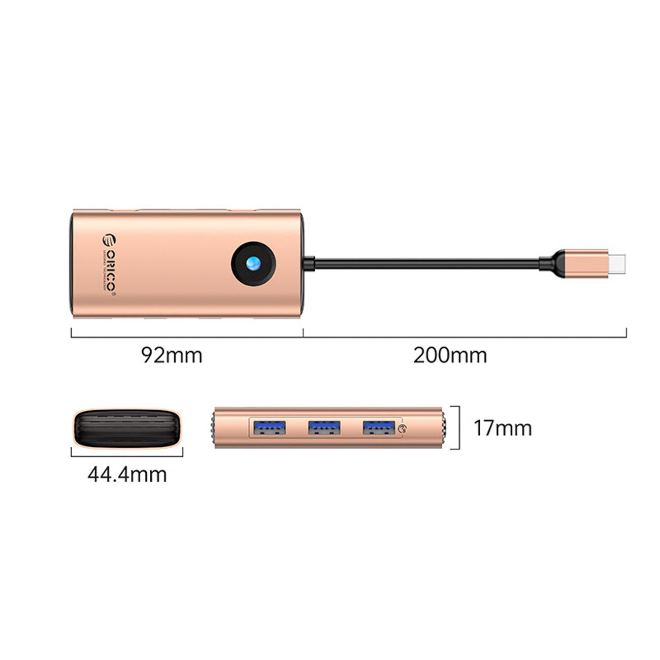 Orico PW11 6in1 USB-C dokinimo stotis 3x USB-A 3.0 1x USB-C 3.0 1x USB-C PD 100W 1x HDMI 4K 30Hz - Rožinė spalva --...
