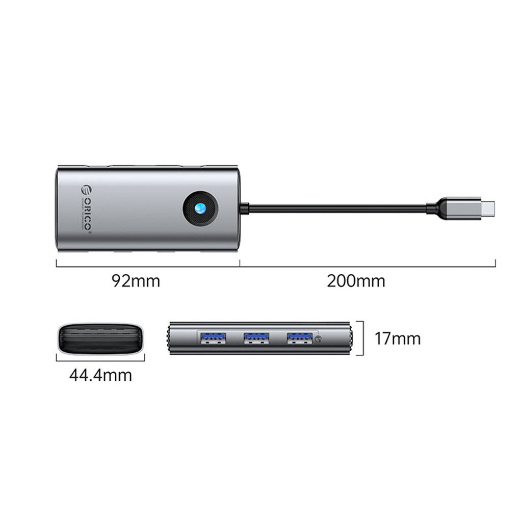 Orico PW11 6in1 USB-C dokinimo stotis 3x USB-A 3.0 1x USB-C PD 100W 1x HDMI 4K 30Hz 1x RJ45 2.5G Ethernet - Pilka --...