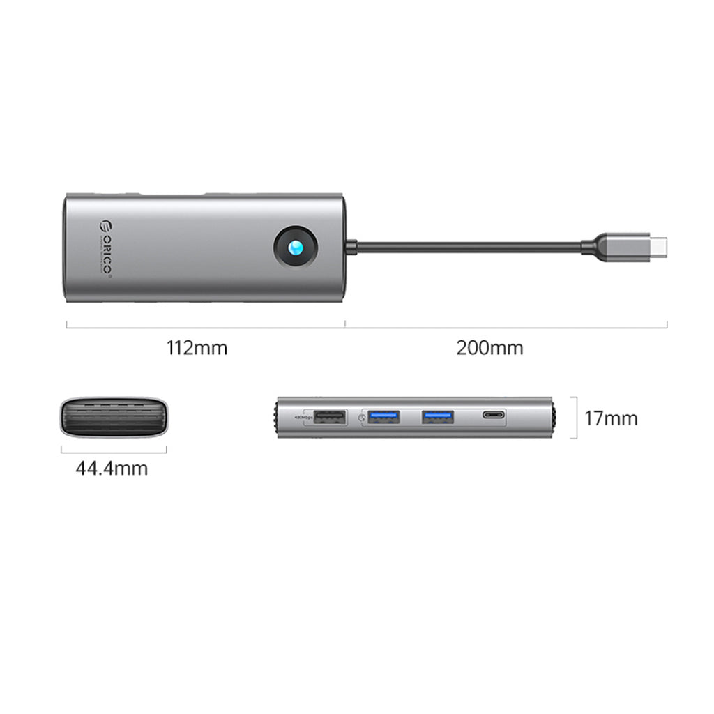 Orico PW11 8in1 USB-C Dokavimo stotis 2x USB-A 3.0 1x USB-A 2.0 1x USB-C 3.0 1x USB-C PD 100W 1x HDMI 4K 60Hz 1x VGA...
