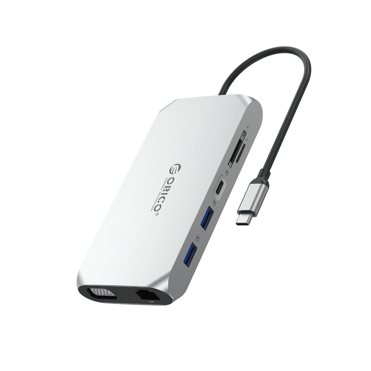 Orico XCR 12in1 USB-C pristarto stotis 2x USB-A 3.1 1x USB-A 2.0 1x USB-C PD 100W 1x USB-C 3.1 2x HDMI 2.0 4K 60 Hz 1x...