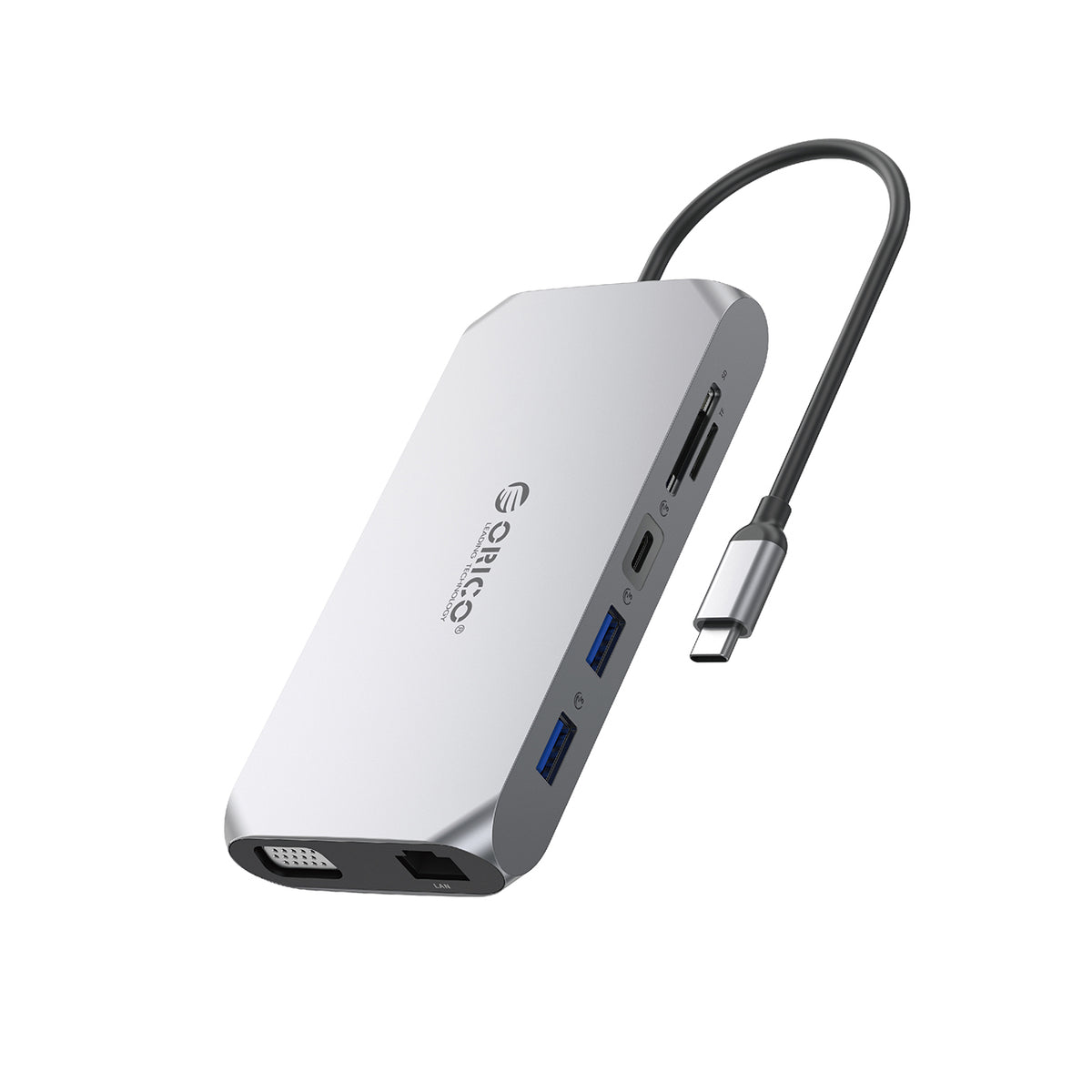 Orico XCR 12in1 USB-C pristarto stotis 2x USB-A 3.1 1x USB-A 2.0 1x USB-C PD 100W 1x USB-C 3.1 2x HDMI 2.0 4K 60 Hz 1x...