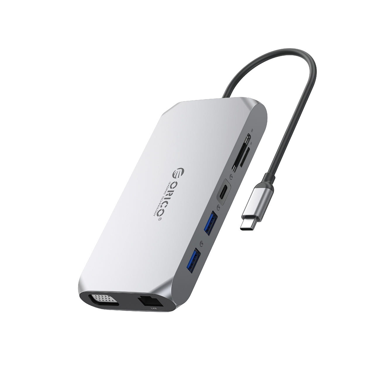 Orico XCR 12in1 USB-C Docking Station 3x USB-A 3.1 1x USB-A 2.0 1x USB-C PD 100W 1x USB-C 3.1 1x HDMI 1.4 4K 30 Hz 1x VGA...