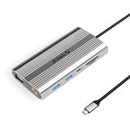 Orico XDR 12in1 USB-C stotis USB-A USB-C HDMI 4K VGA RJ45 Gigabit PD 100W SD ir microSD kortelės skaitytuvas - Sidabrinė...