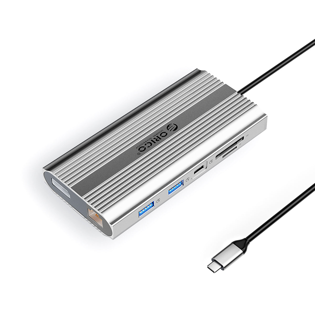 Orico XDR 12in1 USB-C stotis USB-A USB-C 2x HDMI 4K 60Hz DisplayPort 4K 60Hz RJ45 Gigabit PD 100W SD ir microSD kortelės...