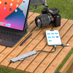 Šakotuvas Wozinsky WAH-81 8-in-1 su USB 3.0, SD kortelių skaitytuvu ir garso išvestimi - pilkas -- USB Hubs