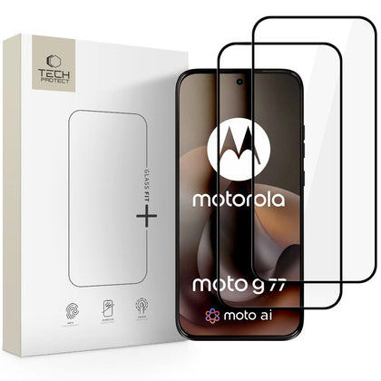 Tech-Protect Glass Fit+ 2 vnt. grūdintas stiklas Motorola Moto G67 / G77 - juodas -- Motorola Moto G67 / Motorola Moto G77