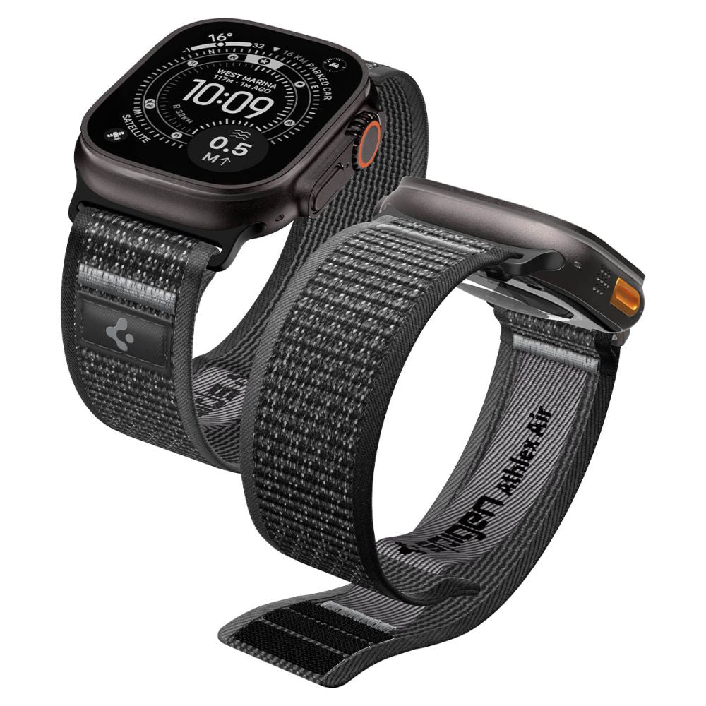 Spigen Athlex Air 2 dirželis Apple Watch 44/45/46/49mm - juodas ir pilkas -- Apple Watch 44/45/46/49mm