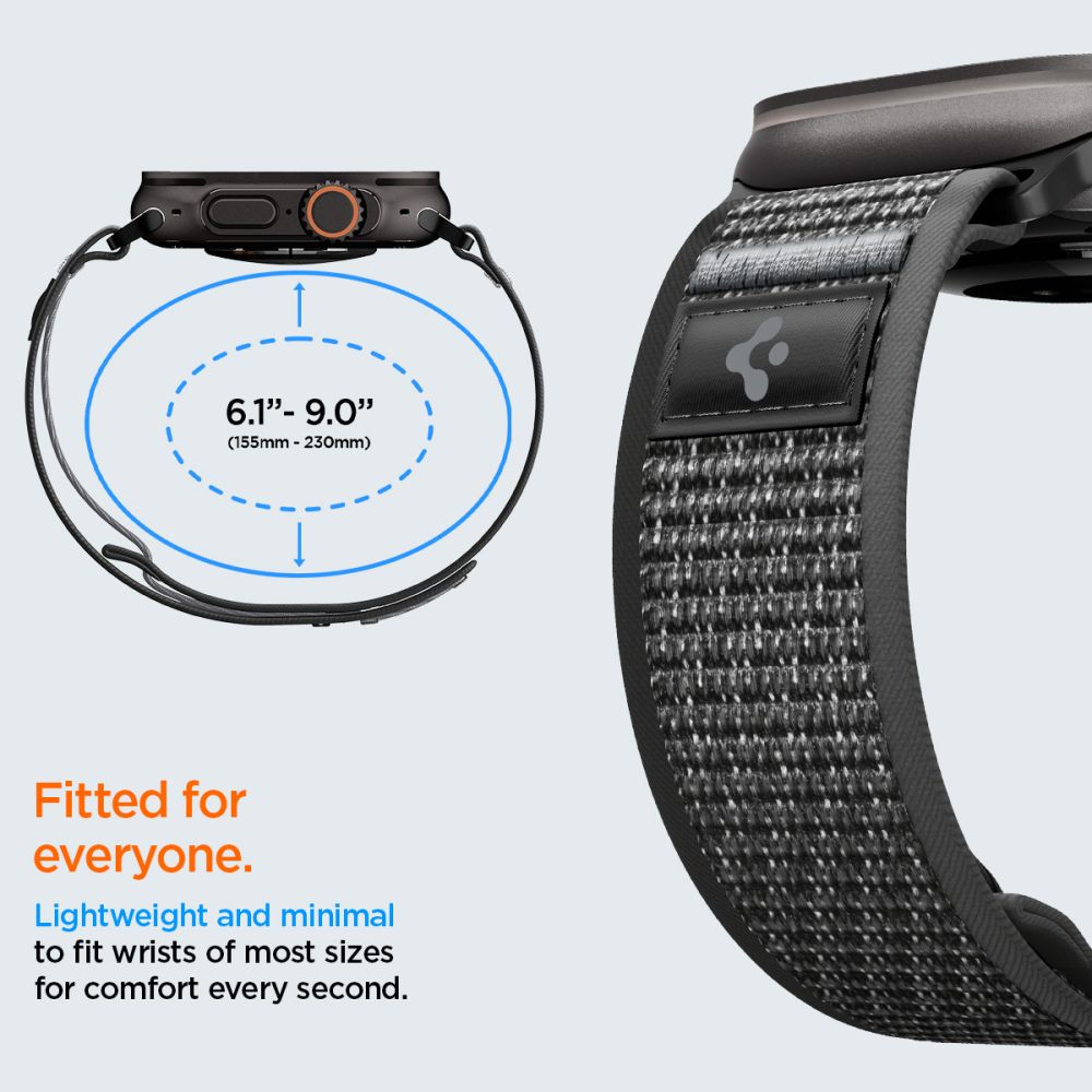 Spigen Athlex Air 2 dirželis Apple Watch 44/45/46/49mm - juodas ir pilkas -- Apple Watch 44/45/46/49mm
