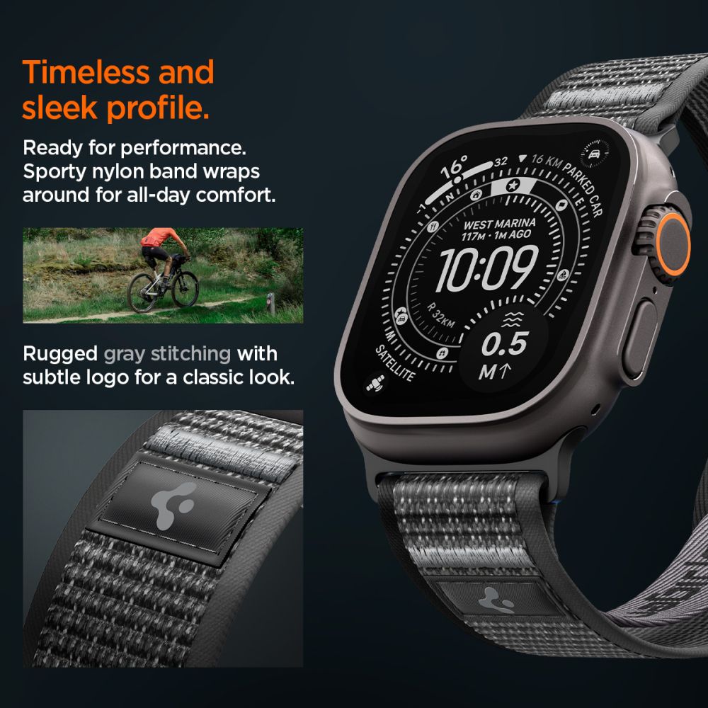 Spigen Athlex Air 2 dirželis Apple Watch 44/45/46/49mm - juodas ir pilkas -- Apple Watch 44/45/46/49mm