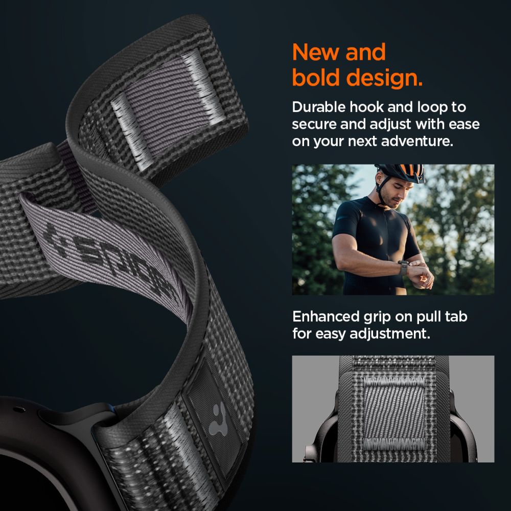 Spigen Athlex Air 2 dirželis Apple Watch 44/45/46/49mm - juodas ir pilkas -- Apple Watch 44/45/46/49mm