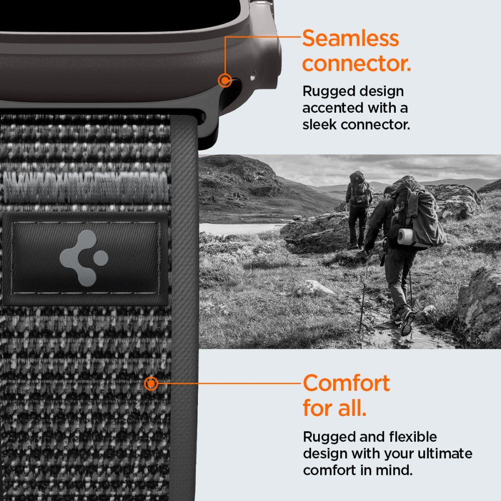 Spigen Athlex Air 2 dirželis Apple Watch 44/45/46/49mm - juodas ir pilkas -- Apple Watch 44/45/46/49mm