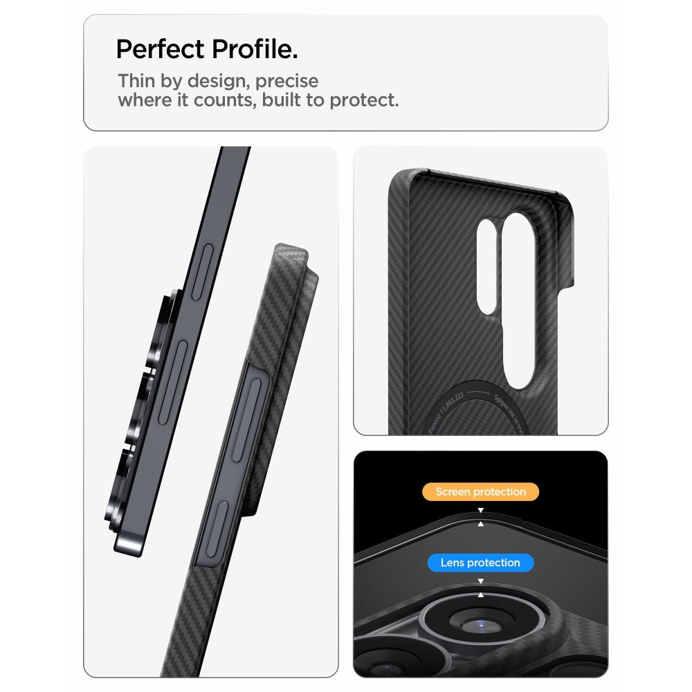 Spigen AirSkin Aramid Mag MagSafe dėklas, skirtas Samsung Galaxy S26 Ultra - juodas -- Samsung Galaxy S26 Ultra