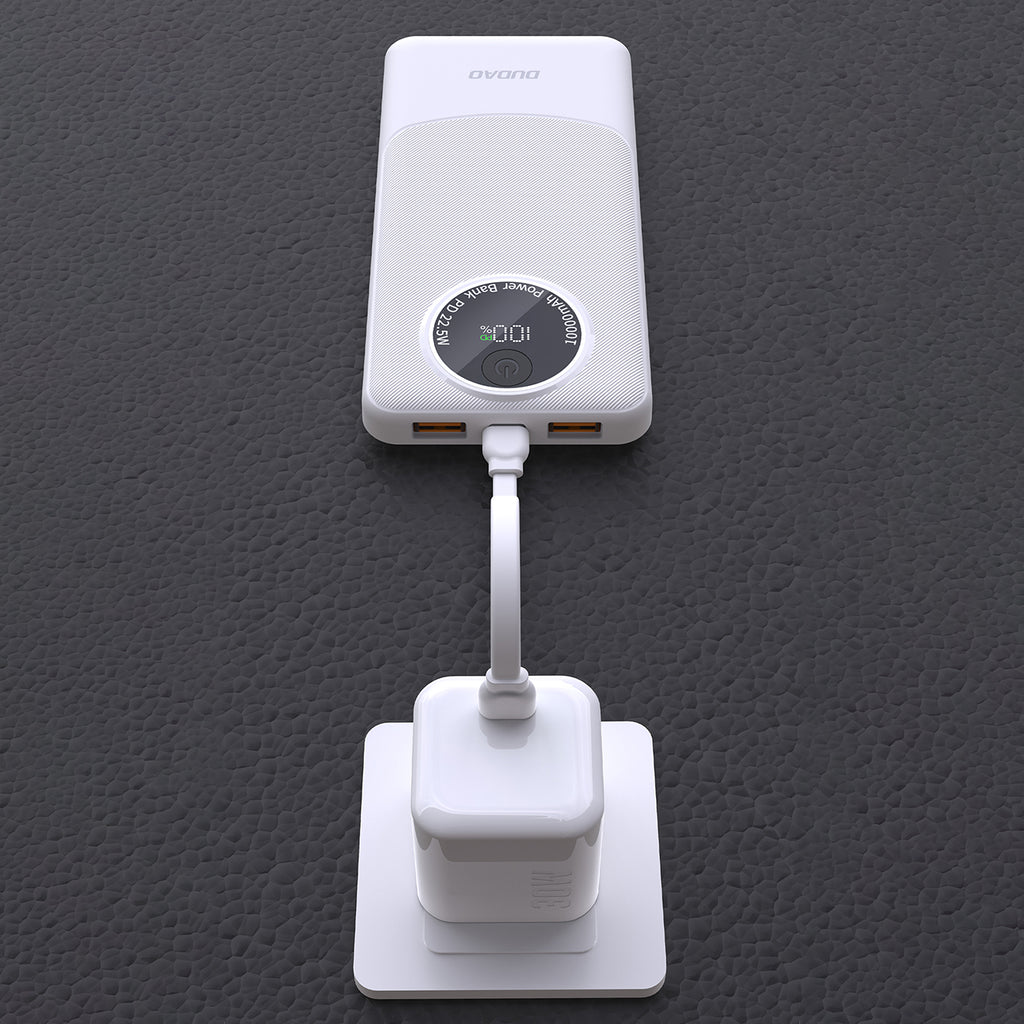 Powerbank Dudao K12 10000mAh PD22.5W USB-A, USB-C – Baltas -- Powerbanks