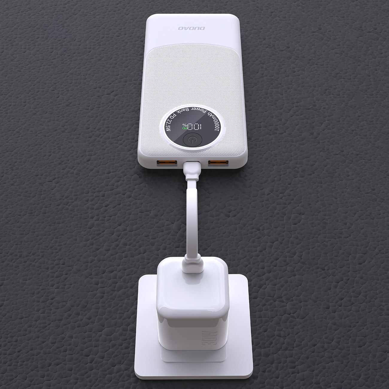 Powerbank Dudao K12 10000mAh PD22.5W USB-A, USB-C – Baltas -- Powerbanks