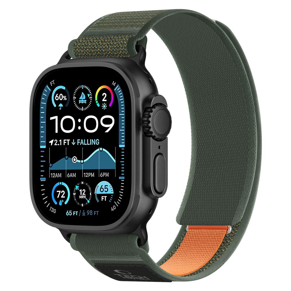 Tech-Protect Nylon Elite dirželis Apple Watch 44/45/46/49 mm - Žalias/Oranžinis -- Apple Watch 44/45/46/49mm