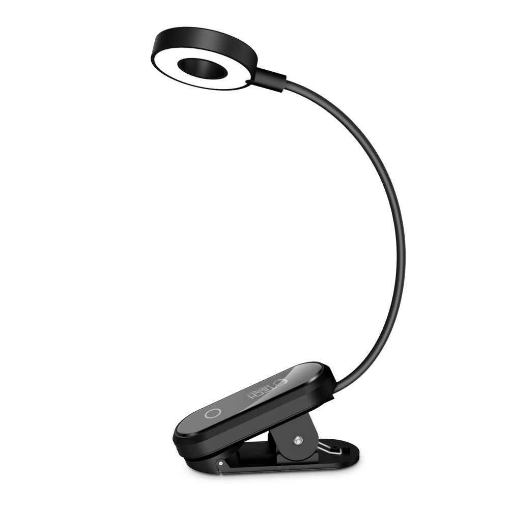 Tech-Protect LL100 belaidė lempa su spaustuku + USB-A / USB-C laidas 30 cm - juoda -- Cell phone cables