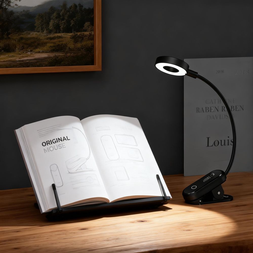 Tech-Protect LL100 belaidė lempa su spaustuku + USB-A / USB-C laidas 30 cm - juoda -- Cell phone cables
