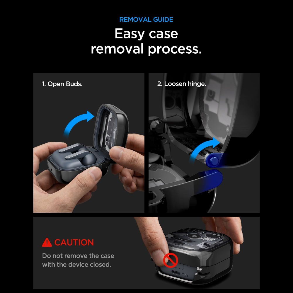Spigen Ultra Hybrid Zero One dėklas Samsung Galaxy Buds 4 / 4 Pro - Juodas -- Samsung Galaxy Buds 4 / Samsung Galaxy Buds...