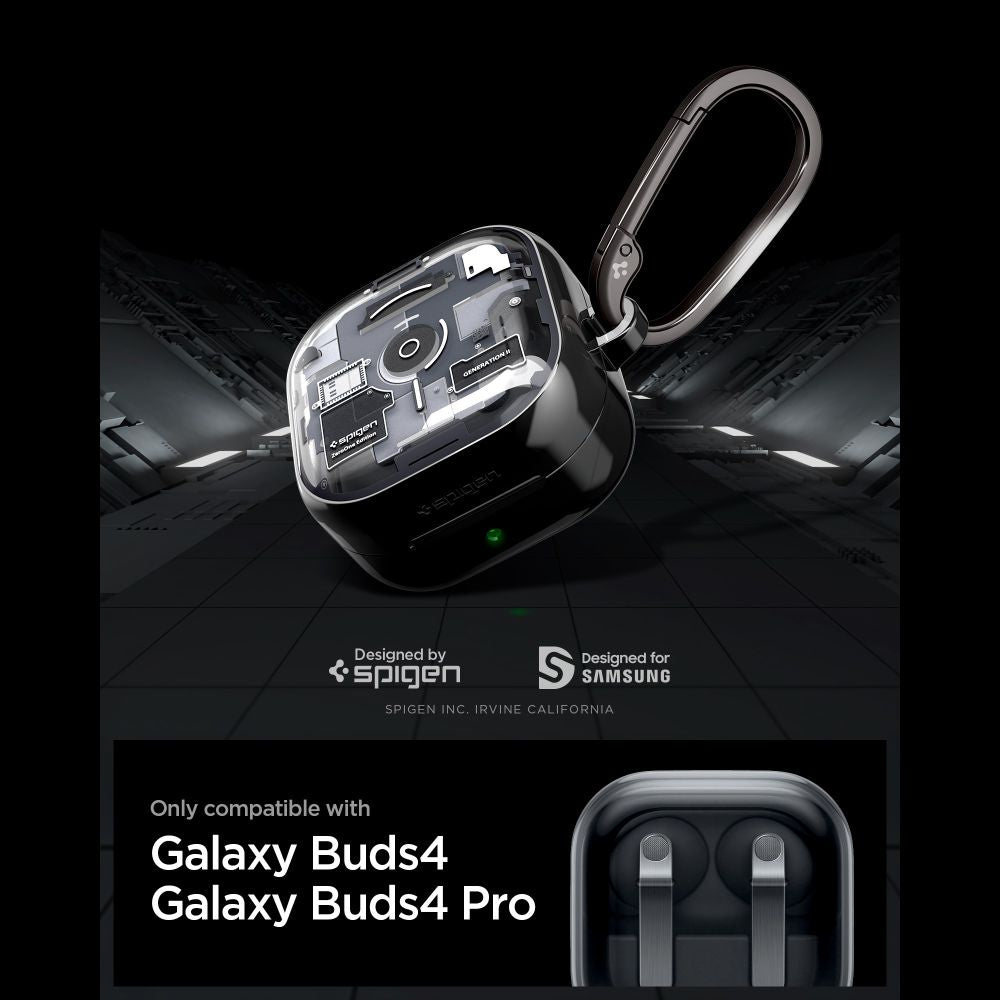 Spigen Ultra Hybrid Zero One dėklas Samsung Galaxy Buds 4 / 4 Pro - Juodas -- Samsung Galaxy Buds 4 / Samsung Galaxy Buds...