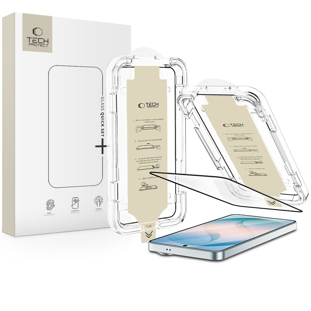 Tech-Protect Quick Set AR+ antiatspindžinis stiklas Samsung Galaxy S26+ - Juodas -- Samsung Galaxy S26+