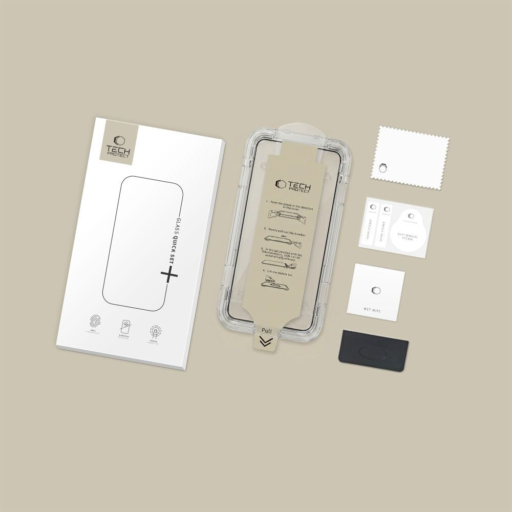 Tech-Protect Quick Set AR+ antiatspindžinis stiklas Samsung Galaxy S26+ - Juodas -- Samsung Galaxy S26+