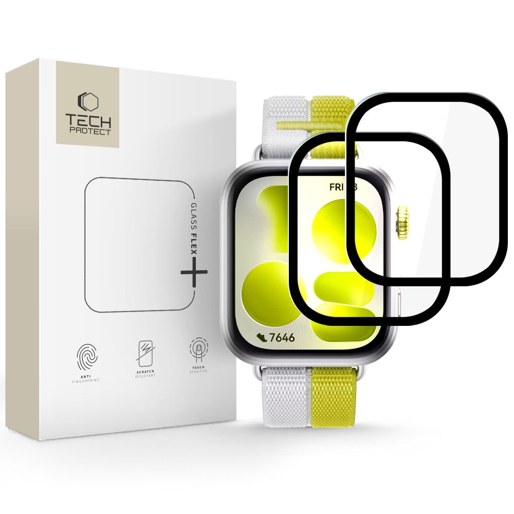 Tech-Protect Glass Flex+ 2 vnt. rinkinys hibridinis stiklas Huawei Watch Fit 5 - Juodas -- Huawei Watch Fit 5