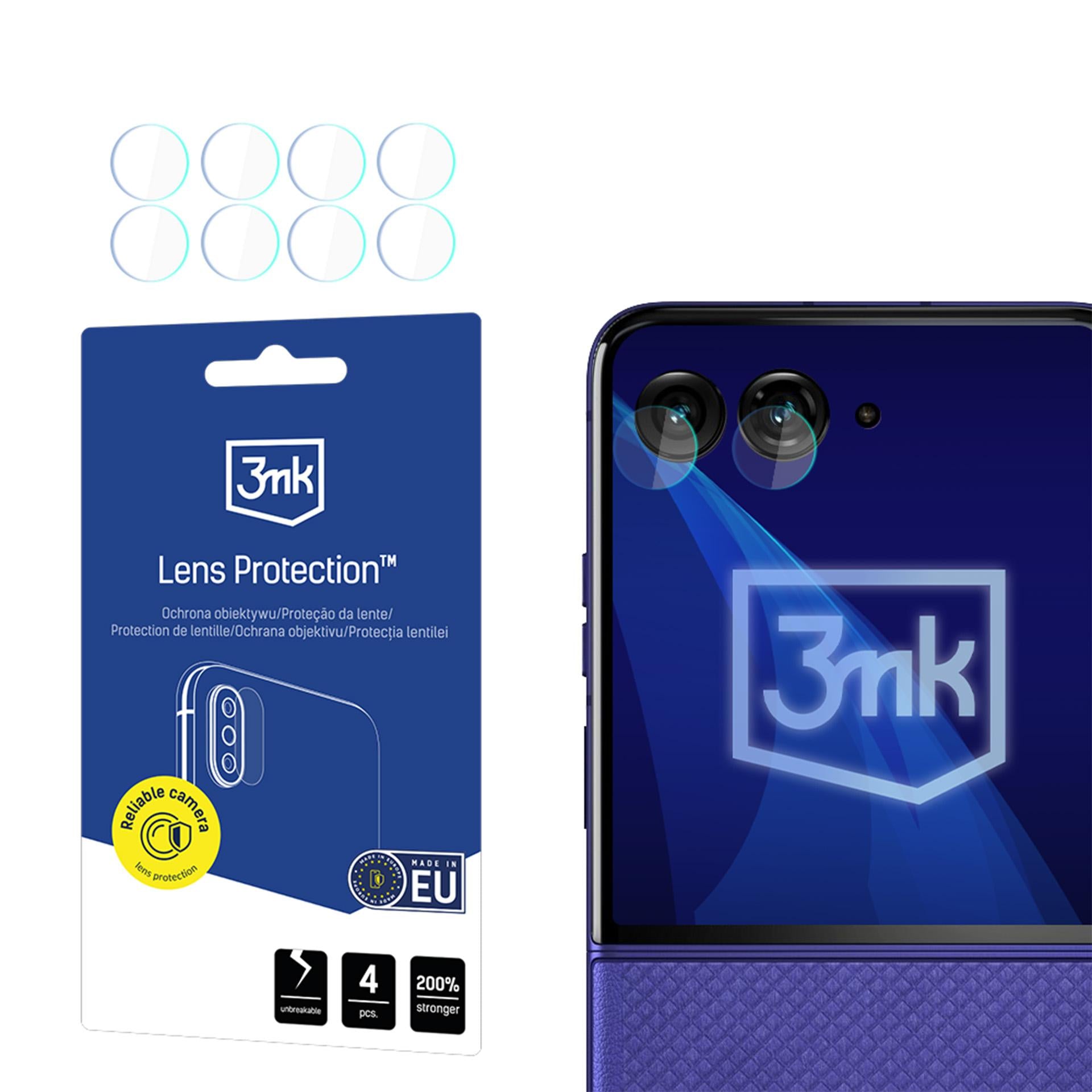 3mk Lens Protection™ hibridinė apsauginė stiklo plėvelė kamerai, skirta Motorola Razr 70 -- Motorola Razr 70