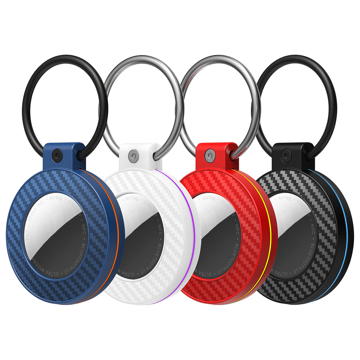 Airtag atvejas su anglies pluošto šablonu pakabukas, 4 vnt. - įvairiatsvygos -- Other phone accessories