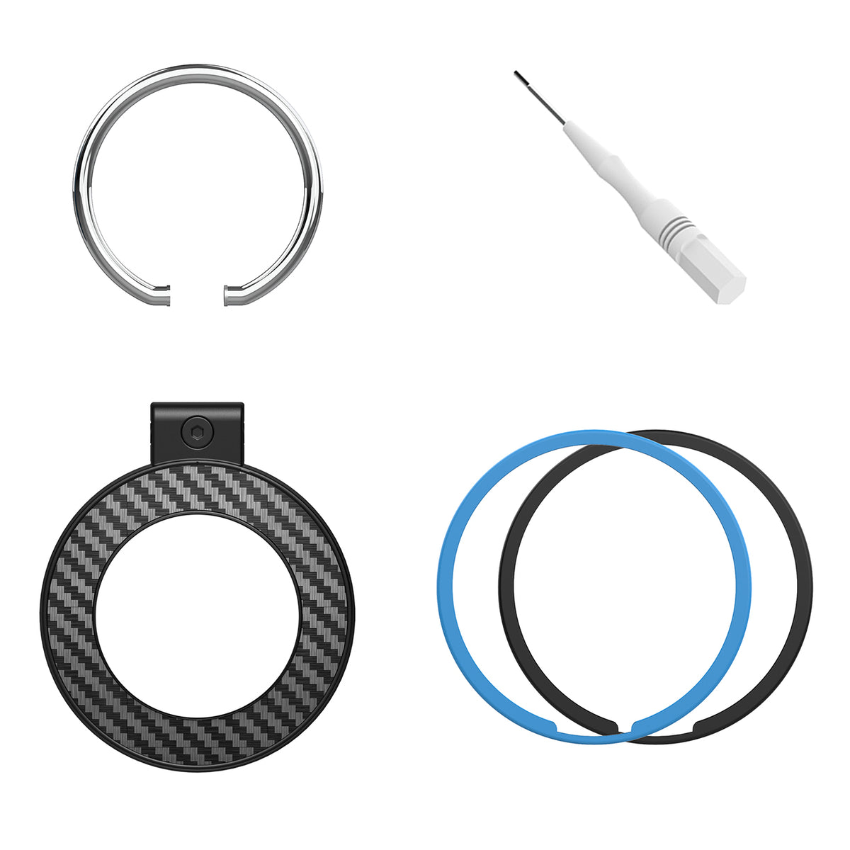 Airtag atvejas su anglies pluošto šablonu pakabukas, 4 vnt. - įvairiatsvygos -- Other phone accessories