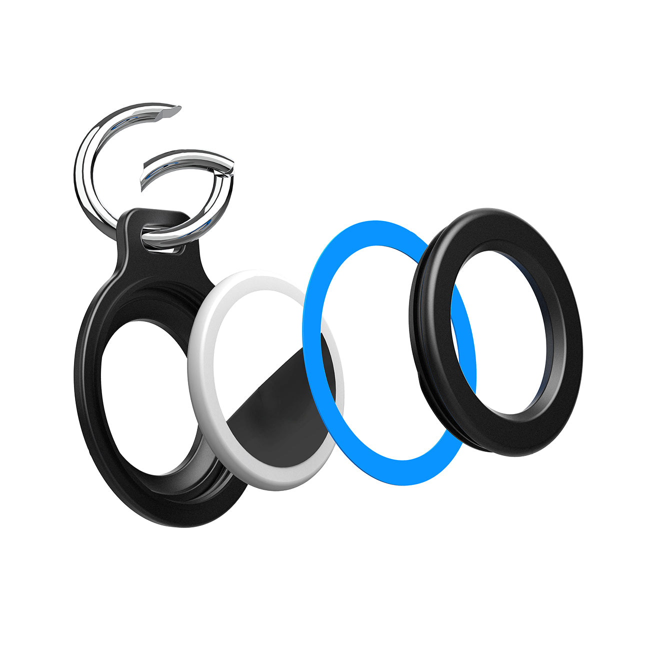 AirTag dėklas su spyruokline sagimi, 2 vnt. - juodas -- Other phone accessories