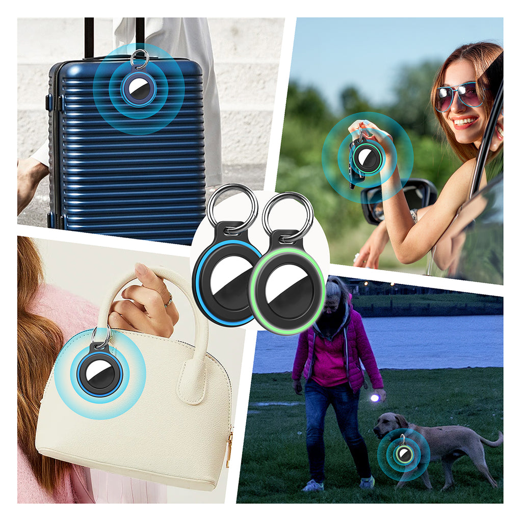 AirTag dėklas su spyruokline sagimi, 2 vnt. - juodas -- Other phone accessories