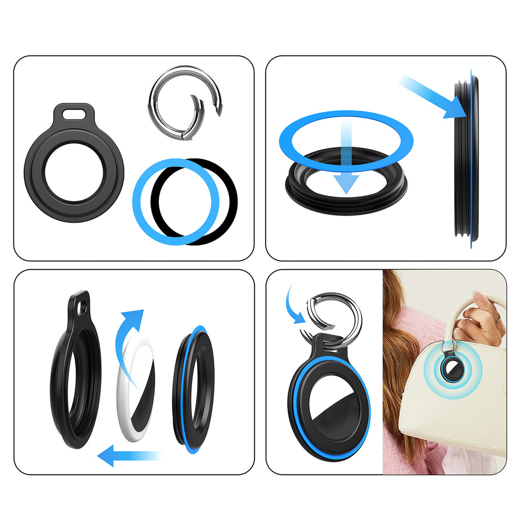 AirTag dėklas su spyruokline sagimi, 2 vnt. - juodas -- Other phone accessories