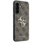 Guess Leather 4G Metal Logo dėklas Samsung Galaxy A37 5G - rudas -- Samsung Galaxy A37 5G