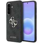 Guess Leather 4G Metal Logo dėklas Samsung Galaxy A37 5G - juodas -- Samsung Galaxy A37 5G