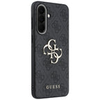 Guess Leather 4G Metal Logo dėklas Samsung Galaxy A37 5G - juodas -- Samsung Galaxy A37 5G