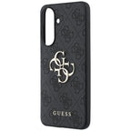 Guess Leather 4G Metal Logo dėklas Samsung Galaxy A37 5G - juodas -- Samsung Galaxy A37 5G