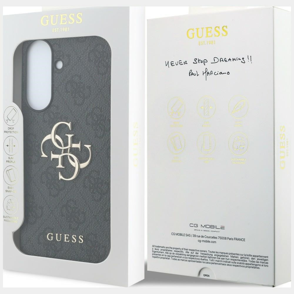 Guess Leather 4G Metal Logo dėklas Samsung Galaxy A37 5G - juodas -- Samsung Galaxy A37 5G